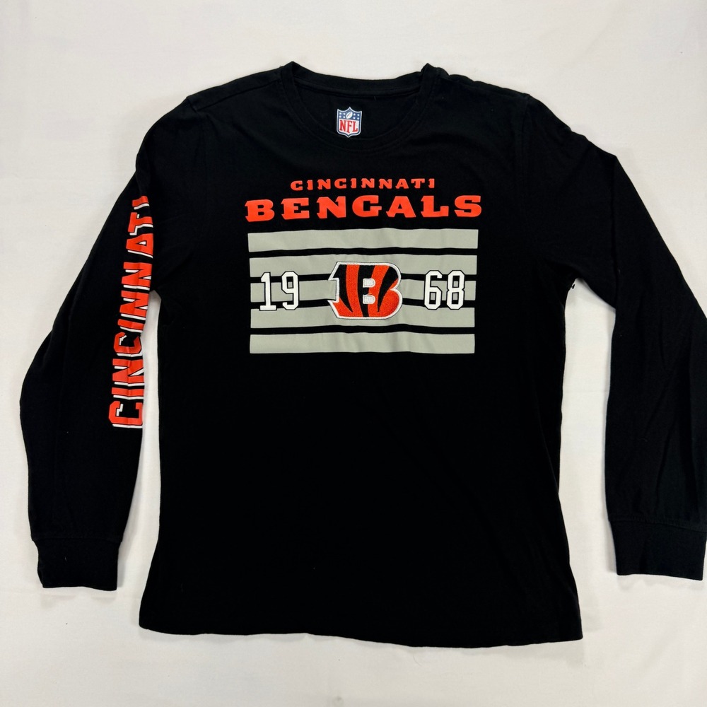 Cincinnati Bengals Long Sleeve Shirt Black NFL Football Graphic Tee‎ M